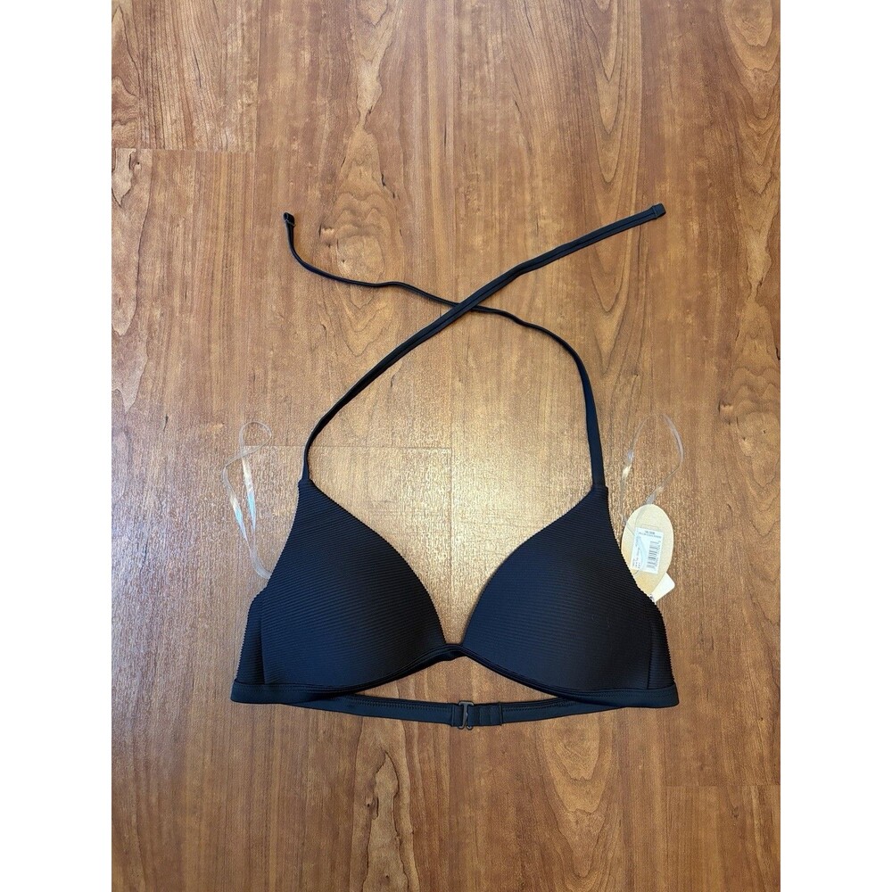 PRANA Women's Lexie Halter Bikini Top Medium Black Ottoman UPF 50+ NWT